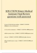 SOLUTION! Kinn's Medical Assistant Final Review questions well answered