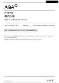 AQA A-level BENGALI  7637/3/T Paper 3 Listening Test Transcript 2024