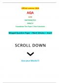 Official summer 2024 AQA GCSE MATHEMATICS 8300/1F Foundation Tier Paper 1 Non-Calculator Merged Question Paper + Mark Scheme + Insert