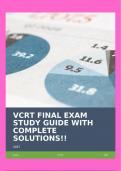 VCRT FINAL EXAM STUDY GUIDE WITH COMPLETE SOLUTIONS!!