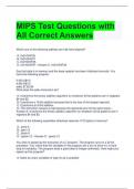 MIPS Test Questions with All Correct Answers 