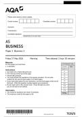 AQA AS BUSINESS 7131/1 Paper 1 Business 1 Questions Paper 2024