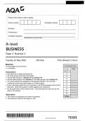 AQA A-level BUSINESS 7132/1 Paper 1 Business 1 Questions Paper 2024