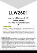 LLW2601 Assignment 2 (ANSWERS) Semester 2 2024 - DISTINCTION GUARANTEED