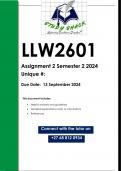 LLW2601 Assignment 2 (QUALITY ANSWERS) Semester 2 2024