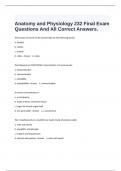  Anatomy and Physiology 232 Final Exam Questions And All Correct Answers.