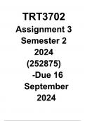 TRT3702 Assignment 3 Semester 2 2024 (252875) - Due 16 September 2024 - COMPLETE SOLUTIONS