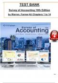 Test Bank For Survey of Accounting 10th Edition by Warren, Farmer, ISBN: 9780357900291, All 14 Chapters Covered, Verified Latest Edition