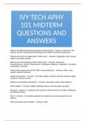 IVY TECH APHY 101 MIDTERM QUESTIONS AND ANSWERS