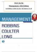 TEST BANK For Management, 16th Edition by Robbins. Coulter & Long, ISBN: 9780138090647, All 18 Chapters Covered, Verified Latest Edition