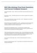  BOC Microbiology Prep Exam Questions And Correct Complete Answers.