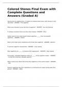 Colored Stones Final Exam with Complete Questions and Answers (Graded A)