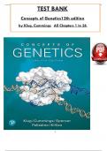 TEST BANK For Concepts of Genetics 12th edition by Klug, Cummings, ISBN: 9780134604718, All 26 Chapters Covered, Verified Latest Edition