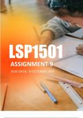 LSP1501 Assignment 9 2024 | Due 8 October 2024