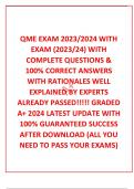  QME EXAM 2023/2024 WITH EXAM (2023/24) WITH COMPLETE QUESTIONS &  100% CORRECT ANSWERS  WITH RATIONALES WELL EXPLAINED BY EXPERTS ALREADY PASSED!!!!! GRADED A+ 2024 LATEST UPDATE WITH 100% GUARANTEED SUCCESS AFTER DOWNLOAD (ALL YOU NEED TO PASS YOUR EXAM