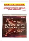 COMPLETE TEST BANK:  BUSINESS DRIVEN INFORMATION SYSTEMS 8TH EDTION BY AMY PHILLIPS PAIGE BALTZAN (AUTHOR)LATEST UPDATE QUESTION WITH QUALITY ANSWERS GRADED A+            8TH EDITION