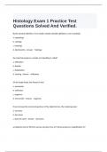  Histology Exam 1 Practice Test Questions Solved And Verified.