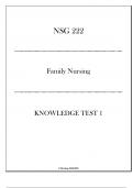 (HU) NSG 222 Family Nursing - Knowledge Test 1 Guide 20242025.