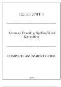 LETRS Unit 4 (Advanced Decoding,Spelling,Word Recognition) Complete Assessment Guide 2024.