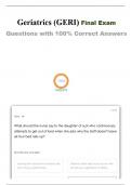 Geriatrics (GERI) Final Exam Questions with 100% Correct Answers