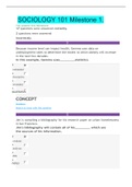 SOCIOLOGY 101 Milestone 1| VERIFIED SOLUTION 