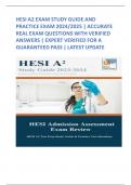 HESI A2 EXAM STUDY GUIDE AND PRACTICE EXAM 2024/2025 | ACCURATE REAL EXAM QUESTIONS WITH VERIFIED ANSWERS | EXPERT VERIFIED FOR A GUARANTEED PASS | LATEST UPDATE