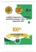 LLW2601 Assignment 2 (COMPLETE ANSWERS) Semester 2 2024 - DUE 13 September 2024 ; 100% TRUSTED Complete, trusted solutions and explanations.