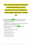 PSYC 140 Develeopmental (Lifespan Psychology) Module 1 Exam | Questions and Correct Solutions | Latest Update 2024/2025 | Graded A+