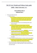 NR 222 Unit 2 Health and Wellness Study guide {2020} - NURSING Duke University {A+}