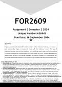 FOR2609 Assignment 2 (ANSWERS) Semester 2 2024 - DISTINCTION GUARANTEED