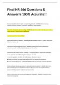 Final NR 566 Questions & Answerrs 100% Accurate!!