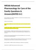 NR566-Advanced Pharmacology for Care of the Family Questions & Answers(RATED A+)