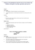 TOOLS & TECHNIQUES OF FINANCIAL PLANNING 8th Edition; all chapters true/false questions and answers.