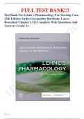 Test Bank For Lehne's Pharmacology For Nursing Care, 12th Edition Author:Jacqueline Burchum, Laura Rosenthal Chapter1-112 Complete With Questions And Answers Grade A+