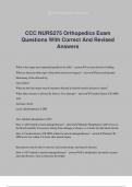 CCC NURS275 Orthopedics Exam Questions With Correct And Revised Answers