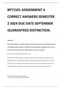 BPT1501 ASSIGNMENT 4 CORRECT ANSWERS SEMESTER 2 2024 DUE DATE SEPTEMBER GUARANTEED DISTINCTION.