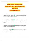 OAE Music [Exam Prep]  Questions With Revised Correct  Answers   BEST UPDATED!! 