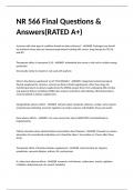 NR 566 Final Questions & Answers(RATED A+)