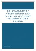 RRLLB81 Assignment 2 semester 2 2024 Unique Number (818640) - Due on the 17 September 2024