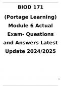 BIOD 171 (Portage Learning) Module 6 Actual Exam- Questions and Answers Latest Update 2024/2025