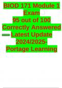 BIOD 171 Module 1 Exam 95 out of 100 Correctly Answered Latest Update 2024/2025- Portage Learning