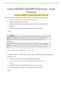 Exam (elaborations) NSG 3007 foundation of professional nursing -NSG3007 Final Exam 2020 South University 