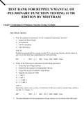 TEST BANK FOR RUPPEL’S MANUAL OF PULMONARY FUNCTION TESTING 11 TH EDITION BY MOTTRAM