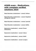 ASWB exam - Medications with complete verified solutions 2024