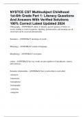 NYSTCE CST Multisubject Childhood 1st-6th Grade Part 1: Literacy Questions And Answers With Verified Solutions 100% Correct Latest Updated 2024