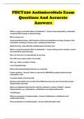 PHCY220 Antimicrobials Exam Questions And Accurate Answers 