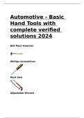 Automotive - Basic Hand Tools with complete verified solutions 2024.