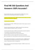 Final NR 566 Questions And Answerrs 100% Accurate!!