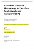 NR566 Final (Advanced Pharmacology for Care of the Family)Questions & Answers(RATED A)