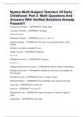 Nystce Multi-Subject Teachers Of Early Childhood: Part 2: Math Questions And Answers With Verified Solutions Already Passed!!!